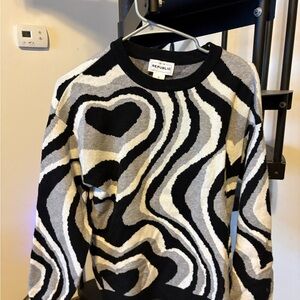 For The Republic Black and Gray Swirl Sweater